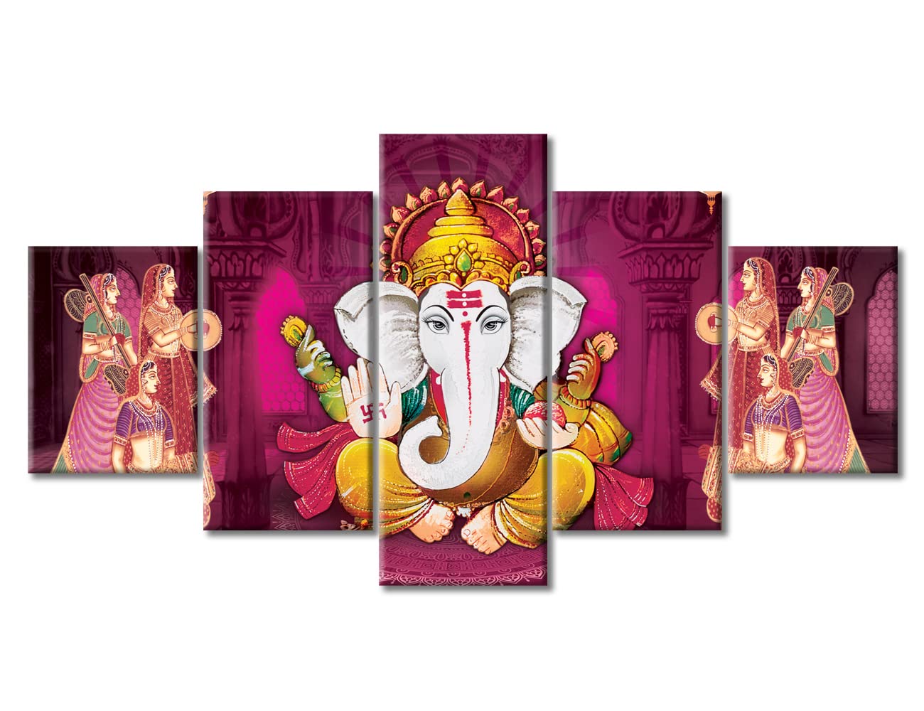 置物 5-piece Ganesha multi-panel canvas art. 置物 5-piece Ganesha multi-panel canvas art. Canvas Art on 5 panel